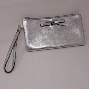 Nine West Women's Wristlet Silver Shiny Bowtie